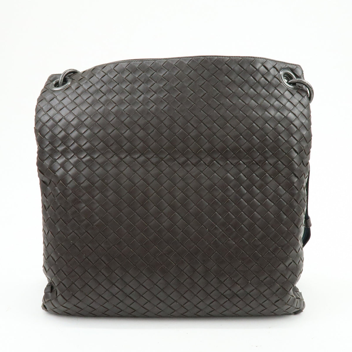 Bottega Veneta Flat Messenger Intrecciato Nappa Brown Leather Handbag (Pre-Owned)