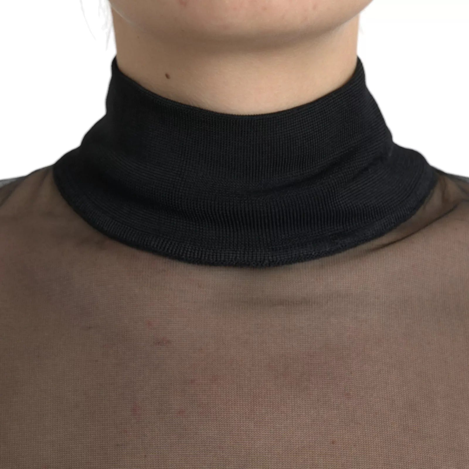 Dolce & Gabbana Black Mesh Turtleneck Sheer Blouse Women's Top (Pre-Owned)