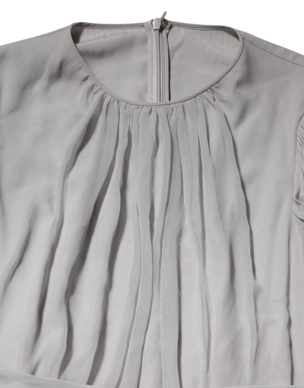 Dolce & Gabbana Grey Pleated Maxi Long Sleeve Silk Blend Gown Women's Dress (Pre-Owned)