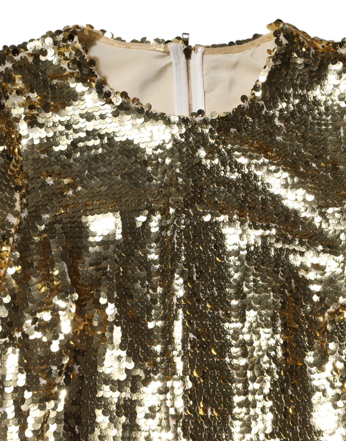 Dolce & Gabbana Gold Sequin Long Sleeve Mini Women's Dress