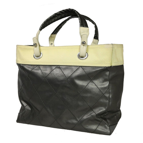 Chanel Paris Biarritz Black Canvas Handbag (Pre-Owned)