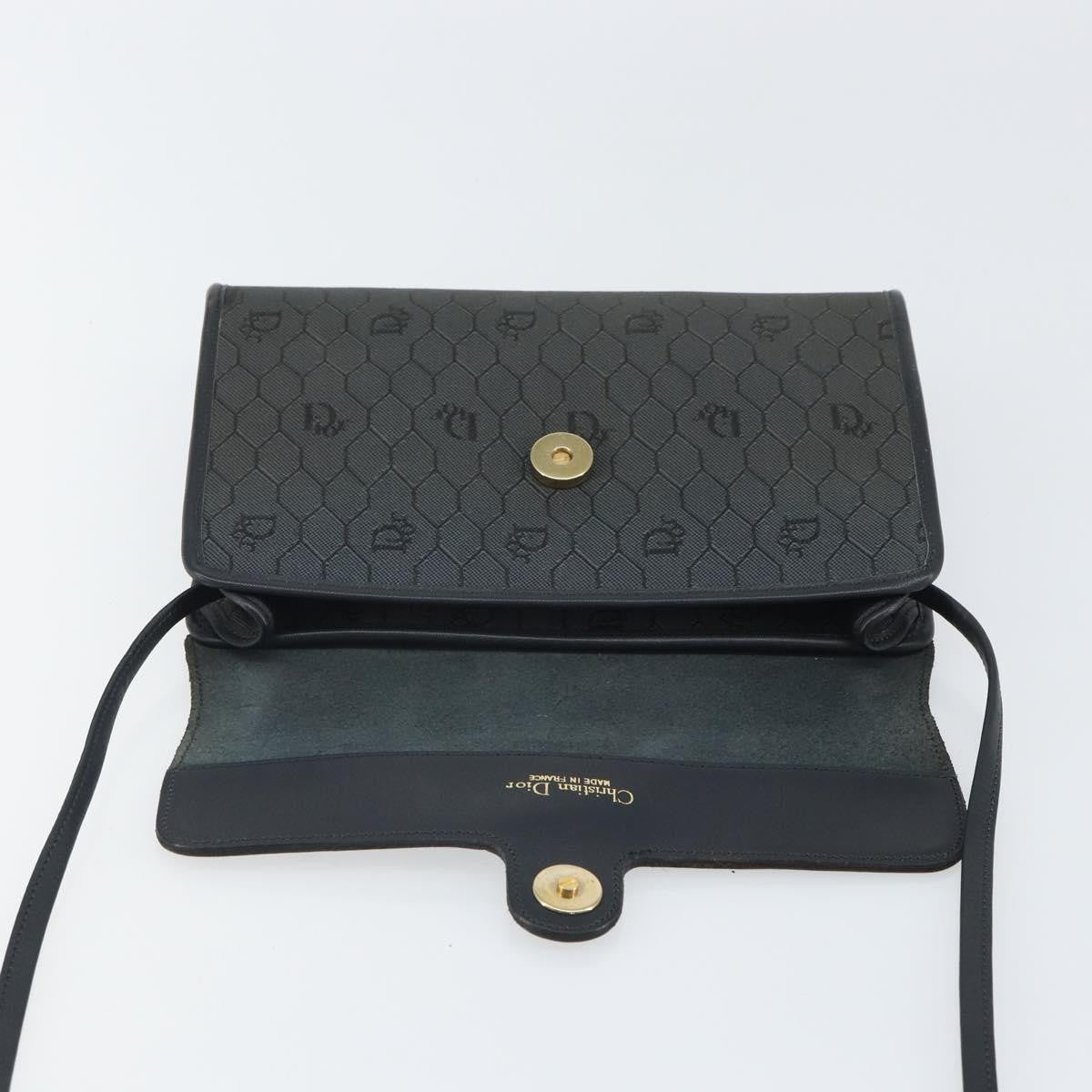 Christian Dior Vintage Honeycomb Flap Coated Canvas Black Pvc Shoulder Bag Bag (Pre-Owned)