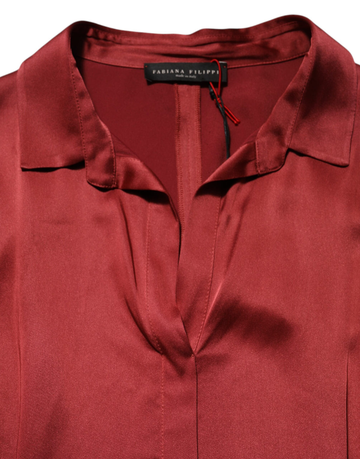 Fabiana Filippi Burgundy Acetate Viscose Satin Long Women's Dress