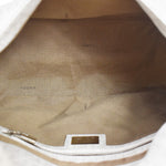 Fendi Mamma Baguette White Canvas Shoulder Bag (Pre-Owned)