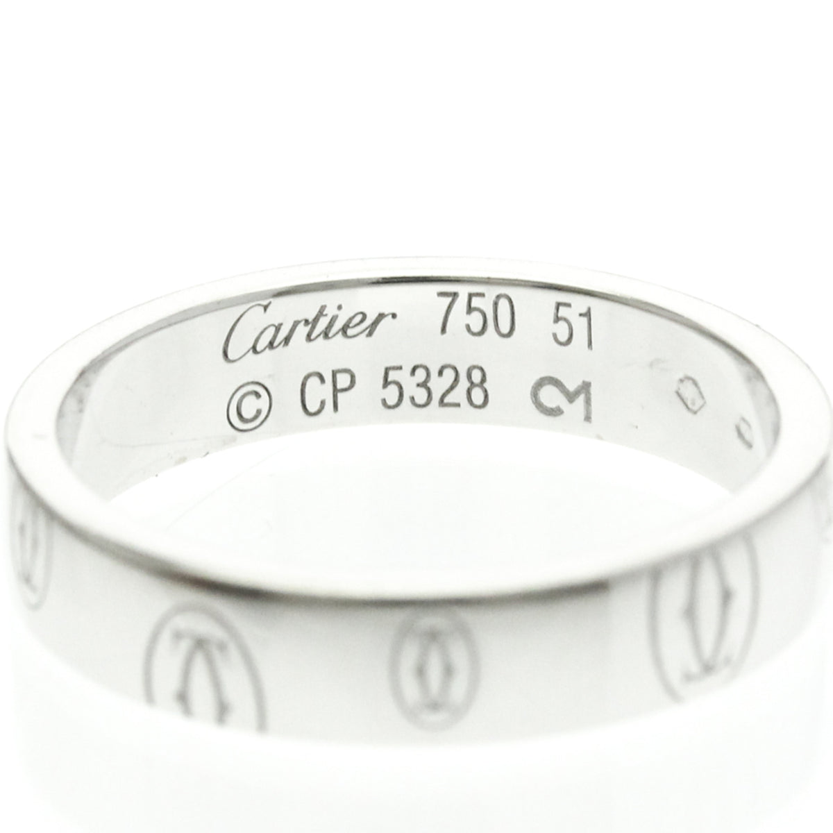 Cartier Logo De Cartier Band 18K White Gold Silver White_Gold Ring Jewelry (Pre-Owned)