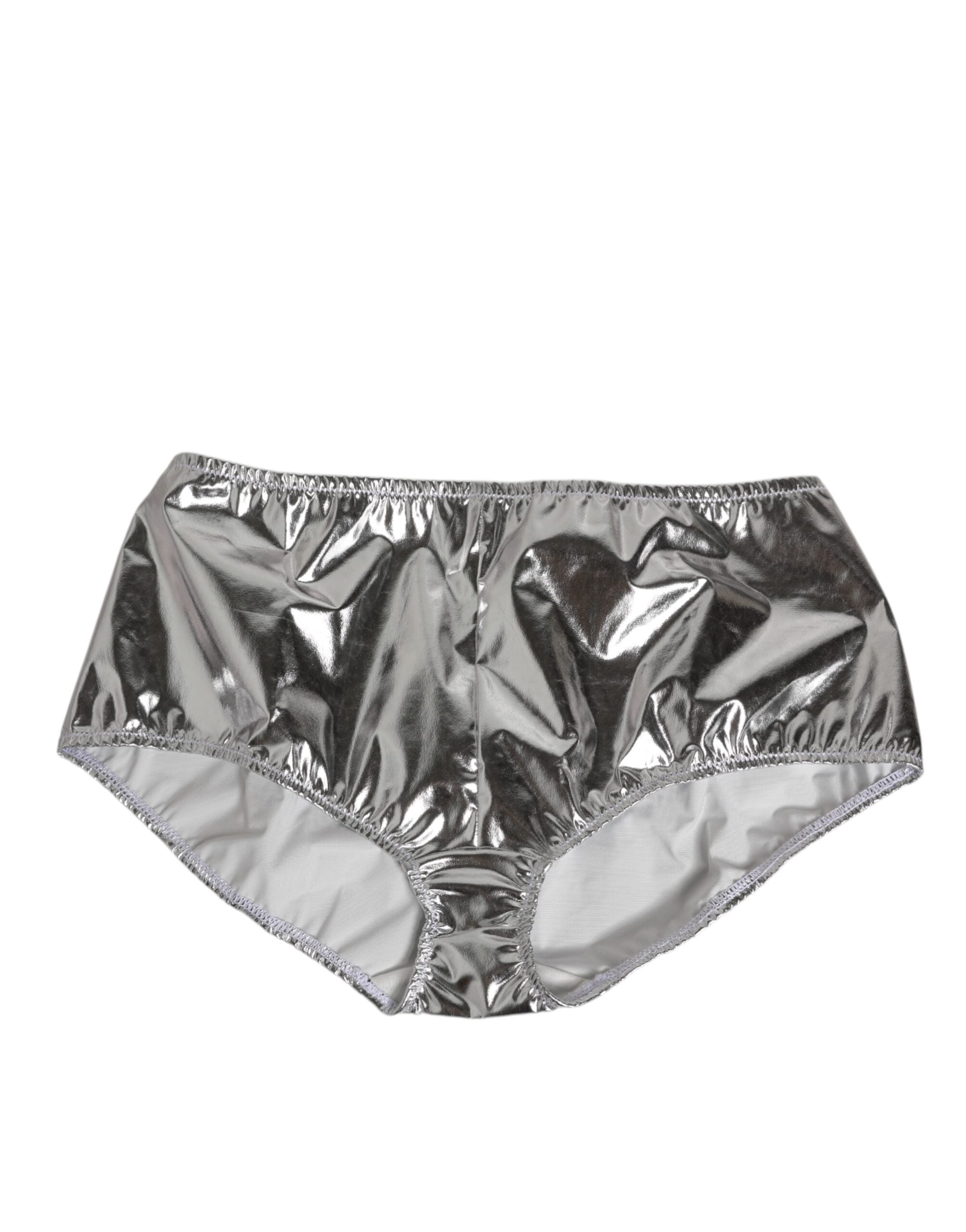 Dolce & Gabbana Silver Metallic High Waist Bikini Bottom Women  Women's Underwear