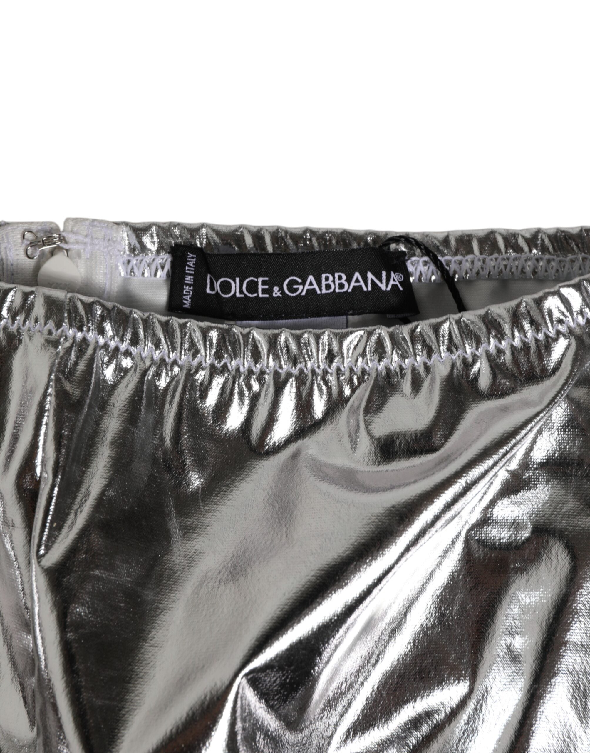 Dolce & Gabbana Silver Metallic High Waist Bikini Bottom Women  Women's Underwear