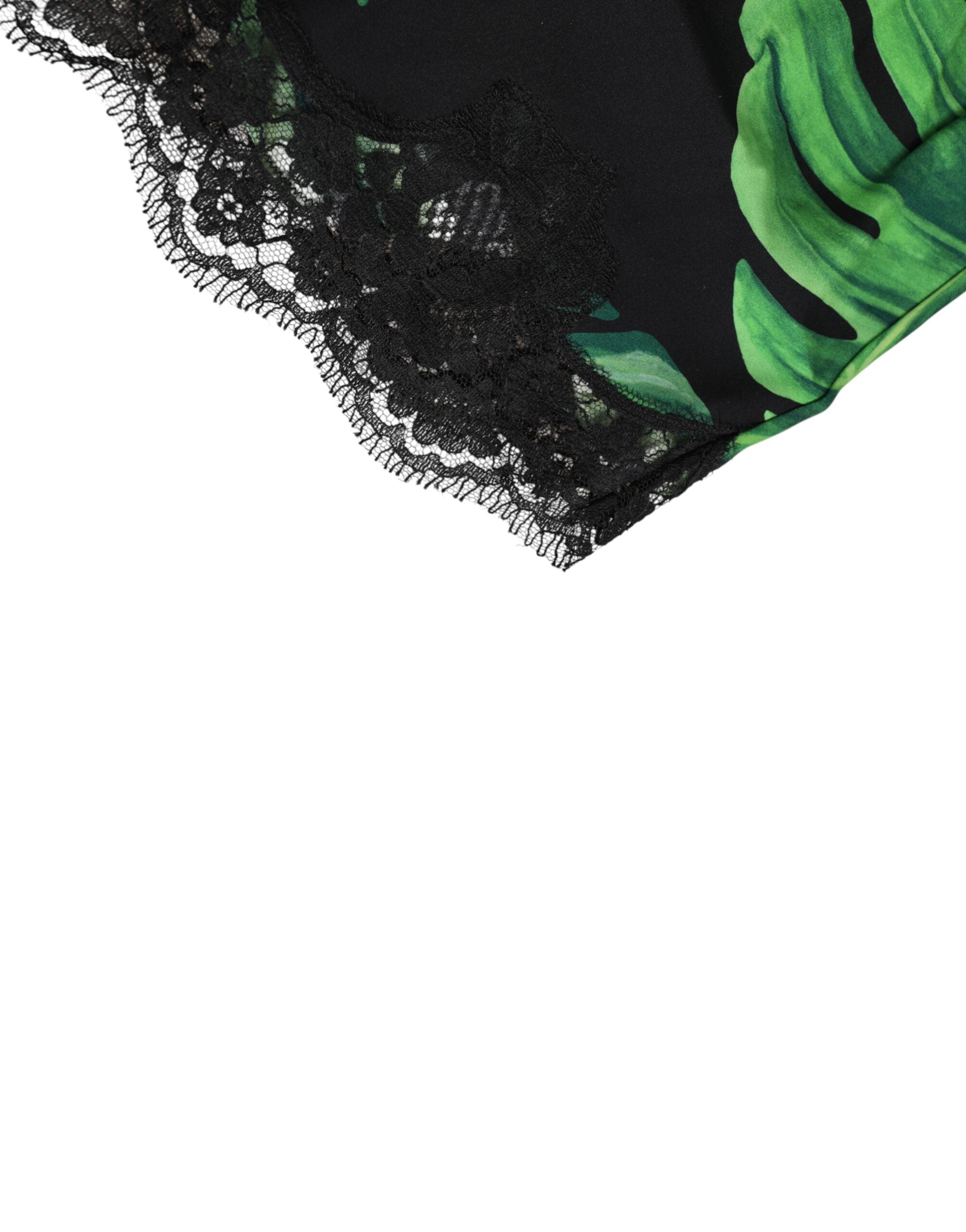 Dolce & Gabbana Black Green Tropical Print Lace Women's Underwear