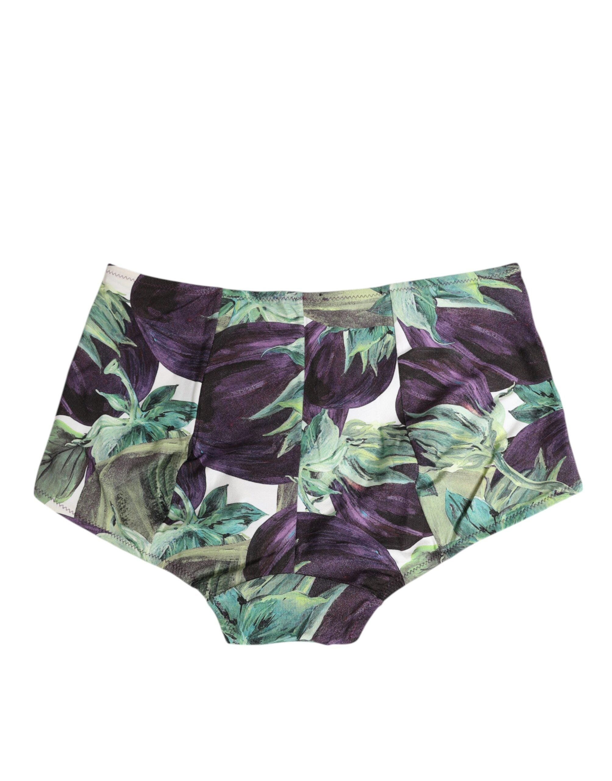 Dolce & Gabbana Eggplant Print High-Waist Briefs Women's Underwear