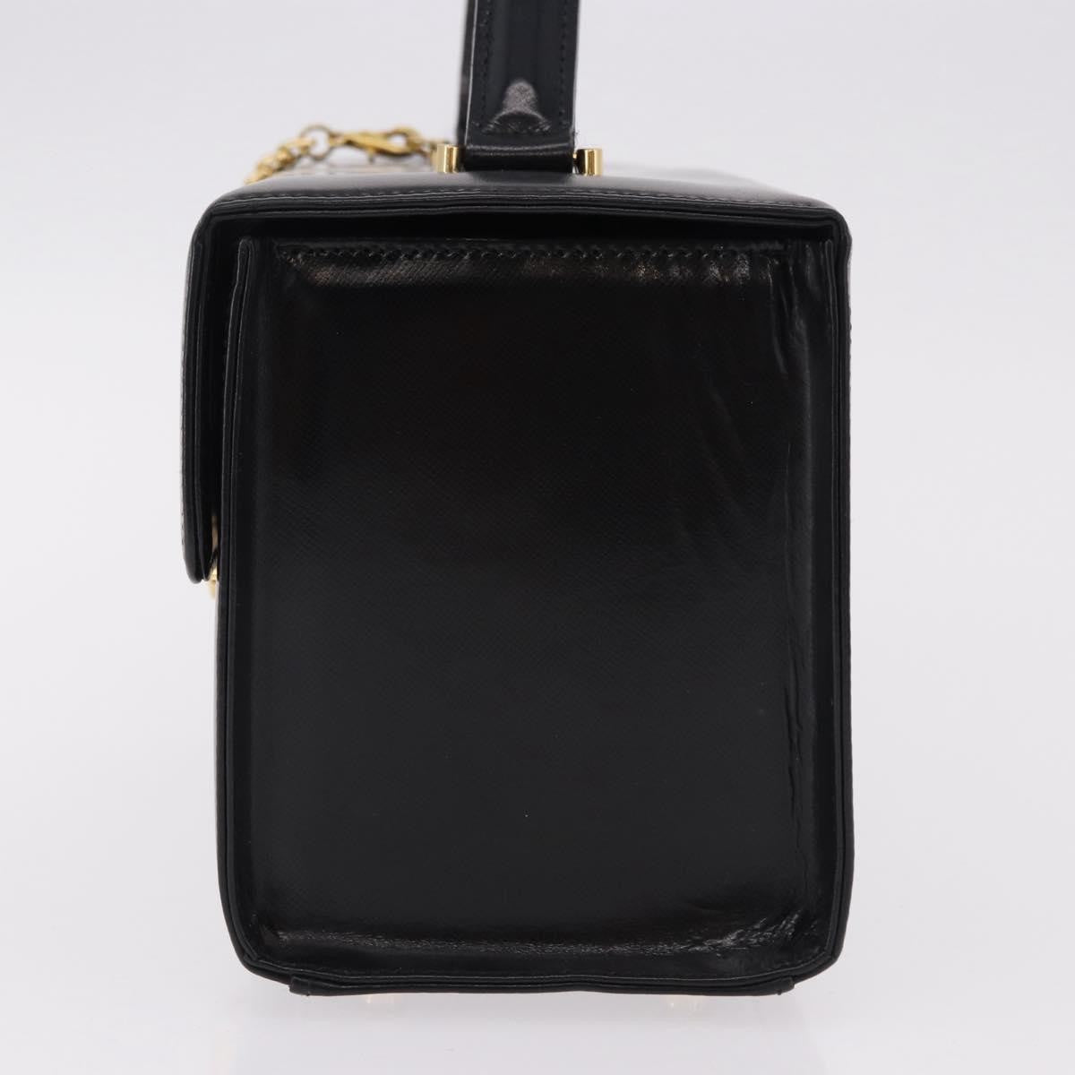 Versace Vintage Leather Black Leather Handbag (Pre-Owned)