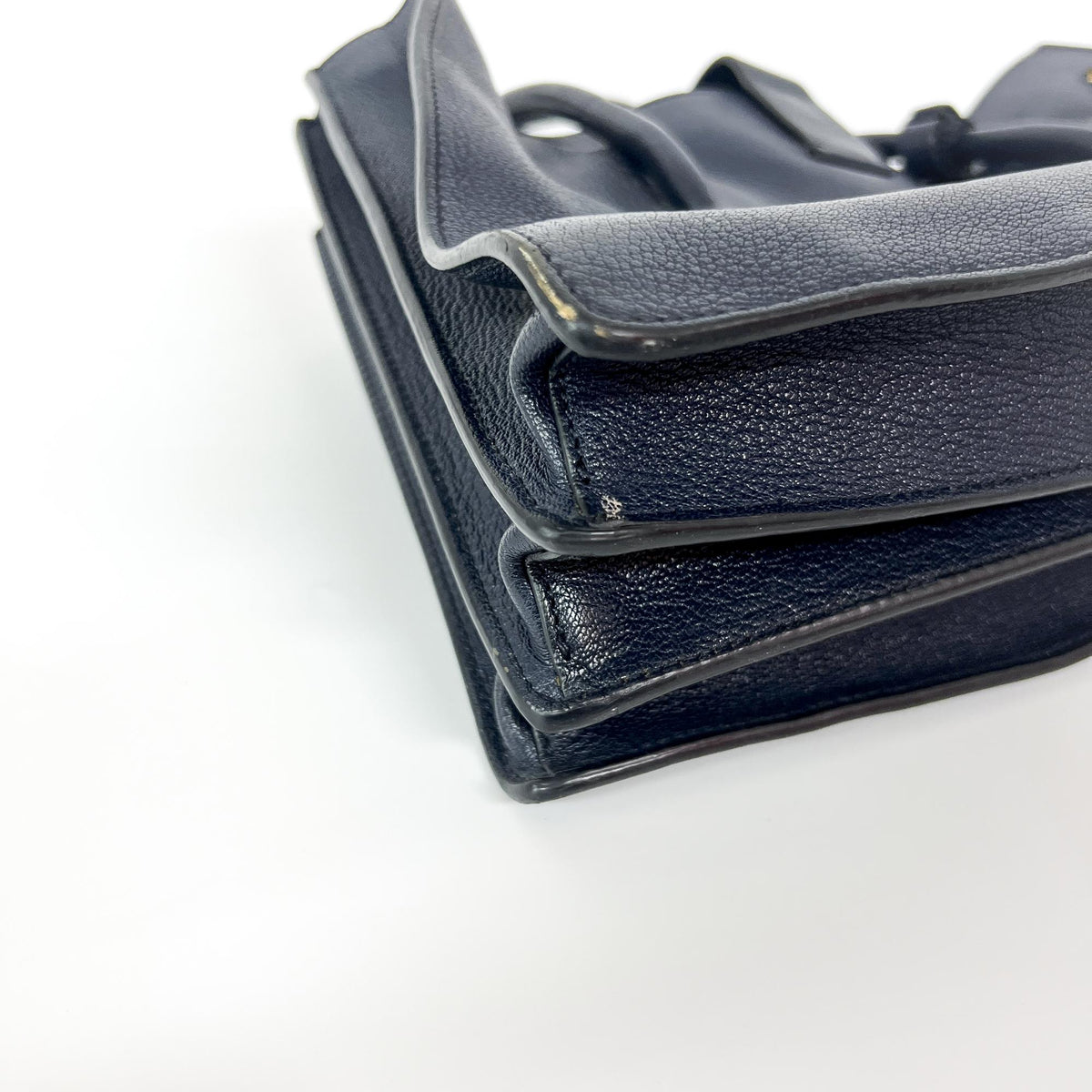 Miu Miu Madras Leather Navy Leather Tote Bag Bag (Pre-Owned)