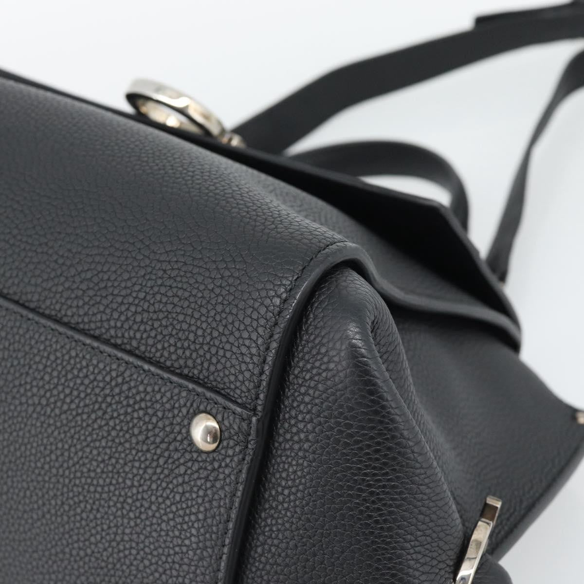 Salvatore Ferragamo Sofia Satchel Grainy Leather Black Leather Handbag (Pre-Owned)