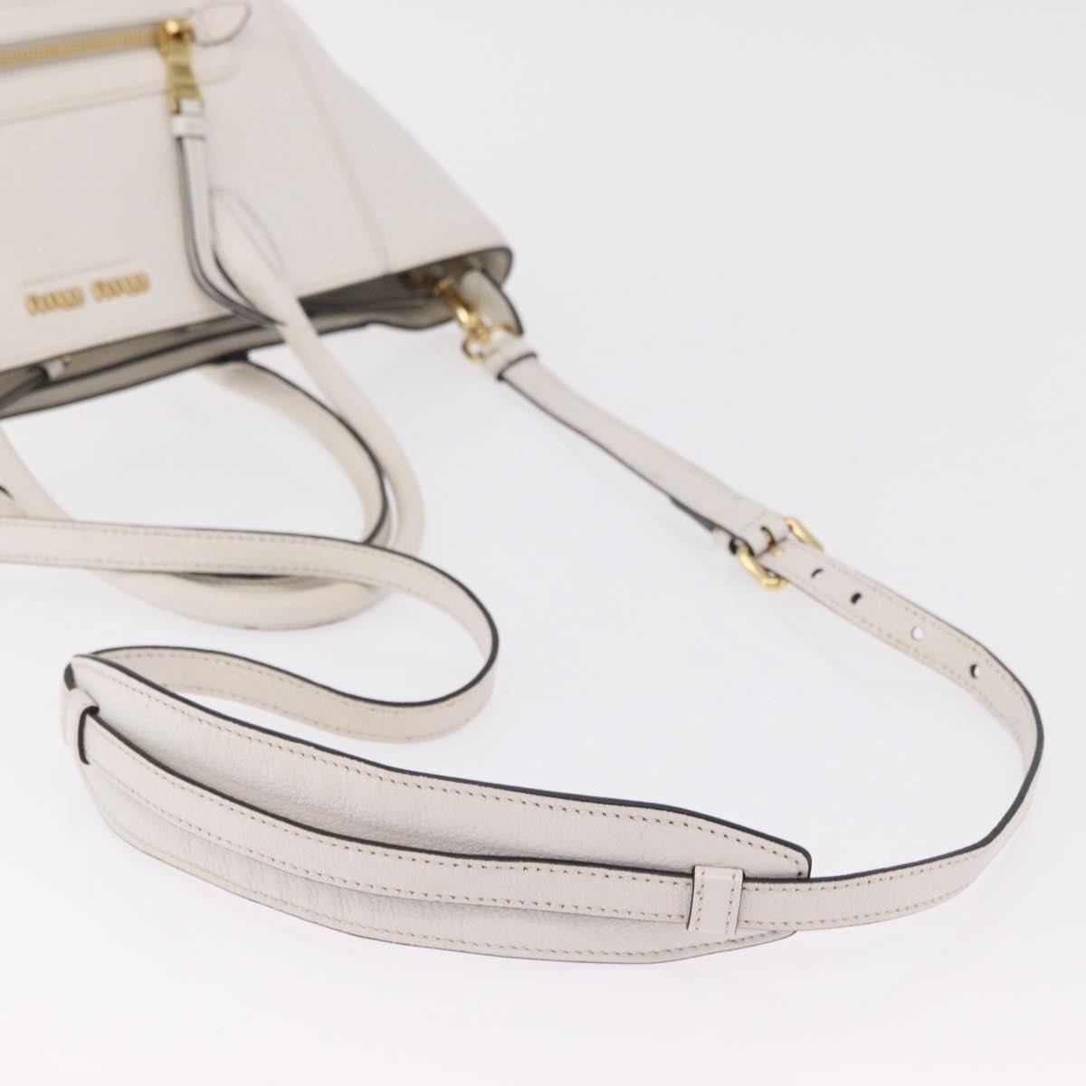 Miu Miu Madras Front Zip Leather White Leather Tote Bag Bag (Pre-Owned)