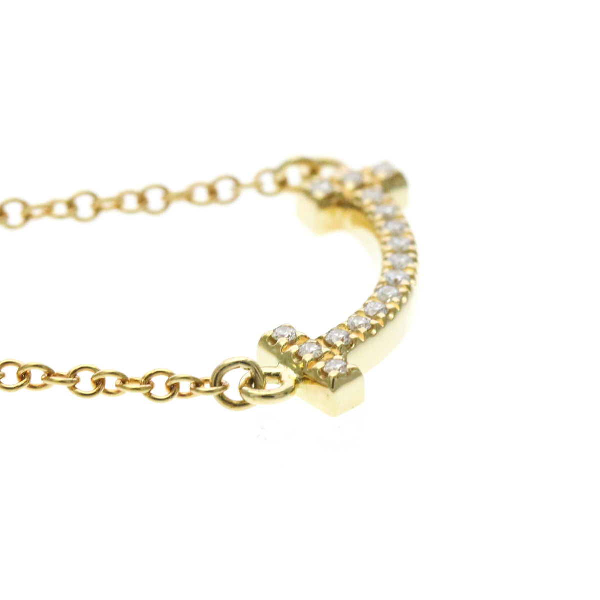 Tiffany & Co. T Smile Pendant 18K Yellow Gold With Diamonds Gold Yellow_Gold Necklace Jewelry (Pre-Owned)