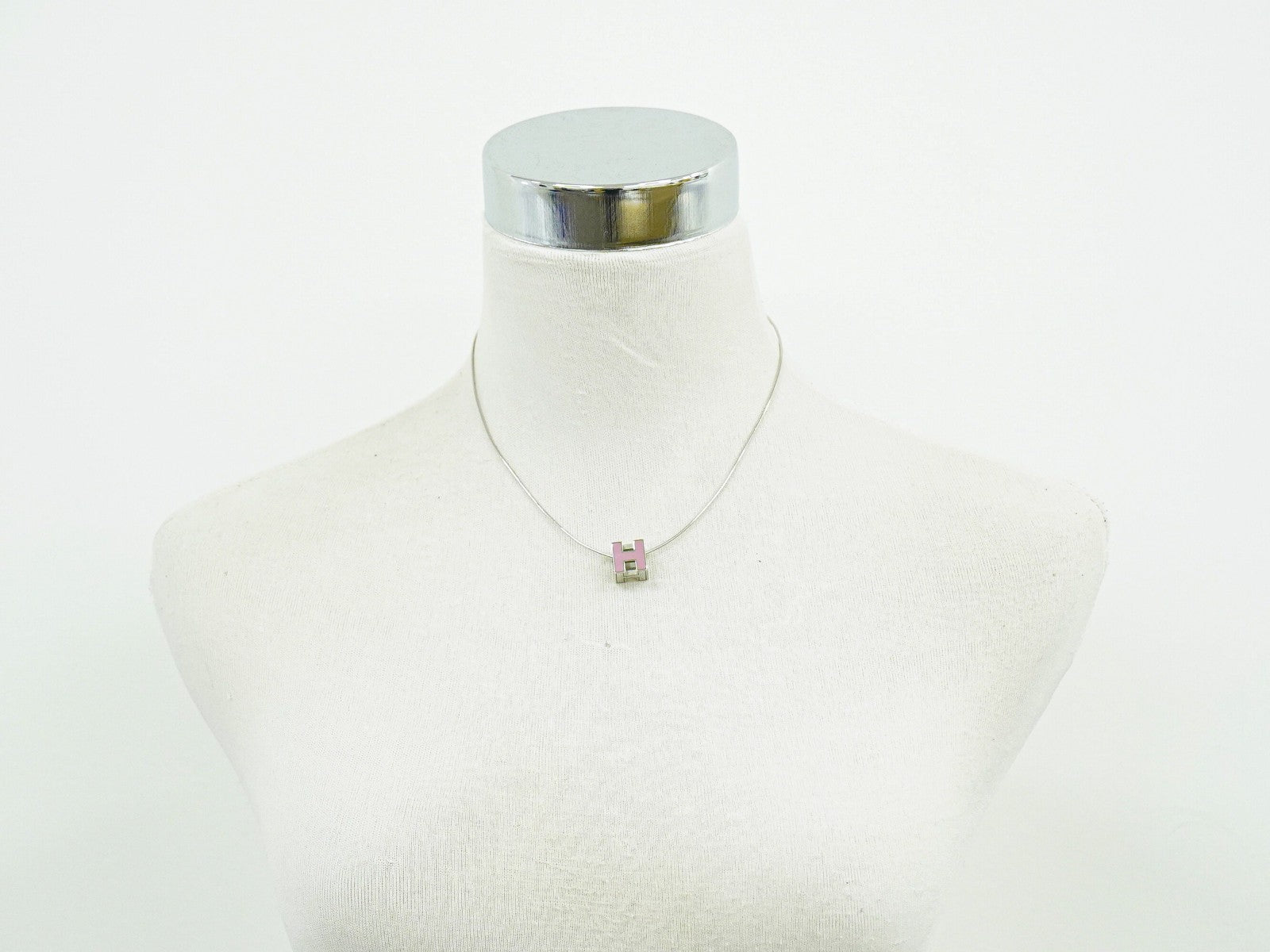 Hermes Cage D'h Pendant Metal Silver Metal Necklace Jewelry (Pre-Owned)