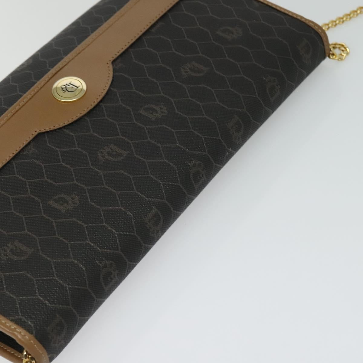 Christian Dior Vintage Honeycomb Chain Canvas Black Canvas Shoulder Bag Bag (Pre-Owned)