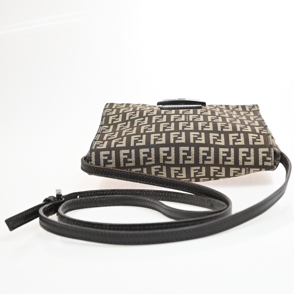 Fendi Vintage Flap Zucchino Canvas Brown Canvas Crossbody Bag Bag (Pre-Owned)