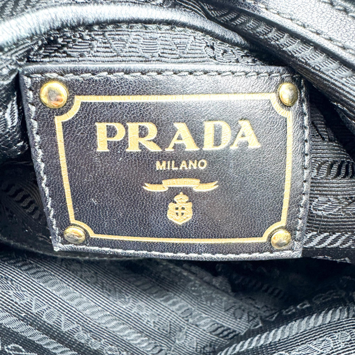 Prada Gaufre Convertible Leather And Tessuto Black Nylon Tote Bag Bag (Pre-Owned)