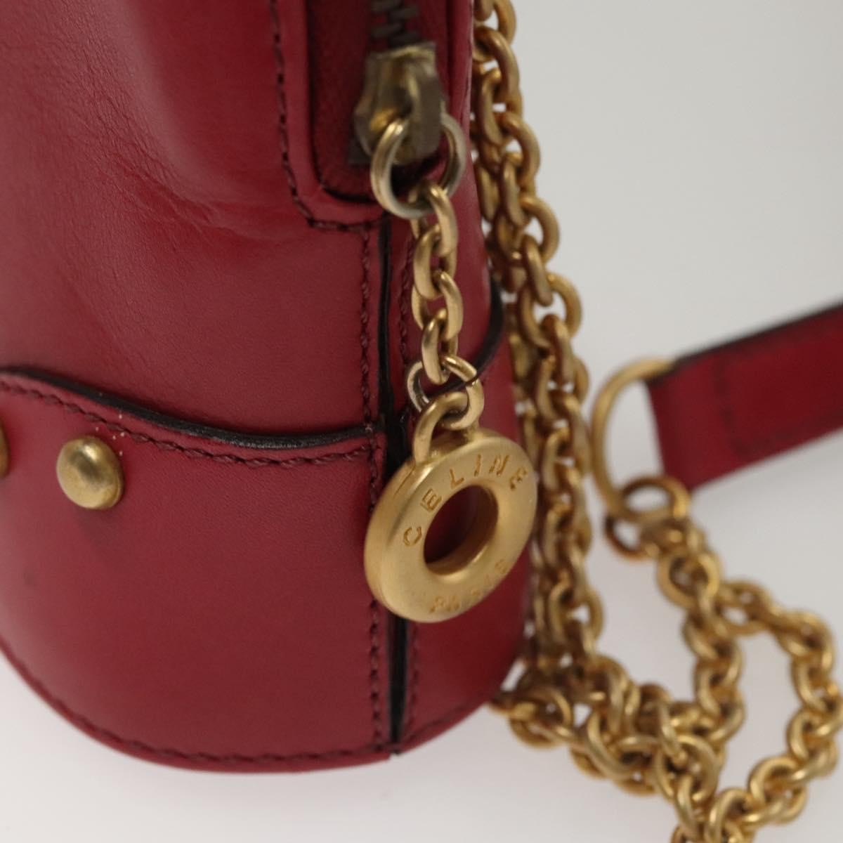 Celine Vintage Leather Red Leather Shoulder Bag Bag (Pre-Owned)
