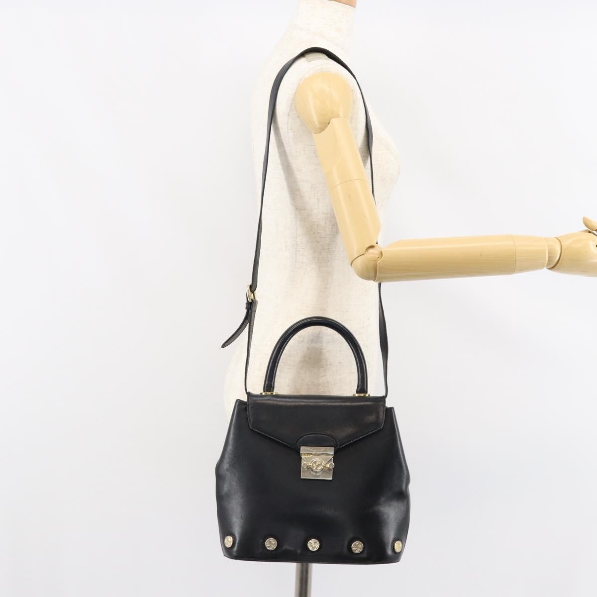Salvatore Ferragamo Vintage Leather Black Leather Handbag (Pre-Owned)