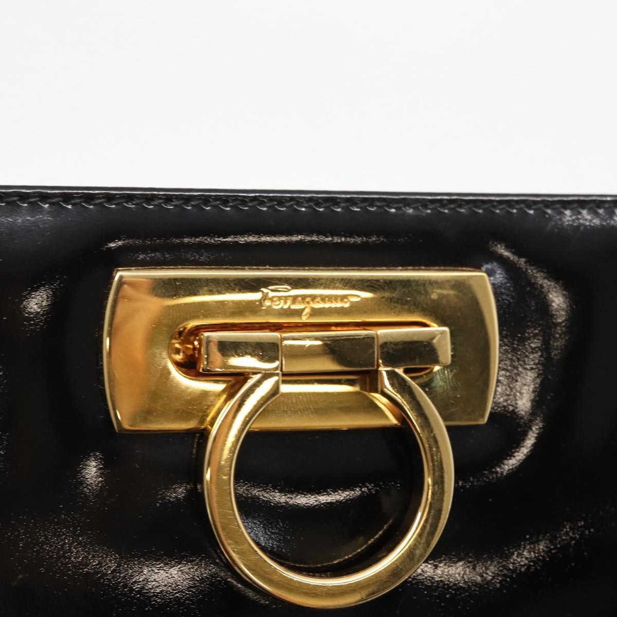 Salvatore Ferragamo Vintage Gancini Chain Patent Leather Black Patent_Leather Shoulder Bag Bag (Pre-Owned)