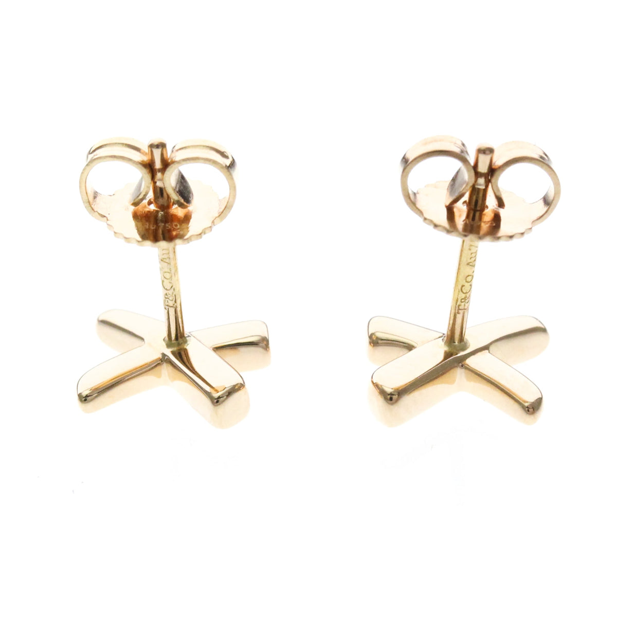 Tiffany & Co. Paloma Picasso Graffiti X Stud 18K Yellow Gold Pink Pink_Gold Earrings Jewelry (Pre-Owned)