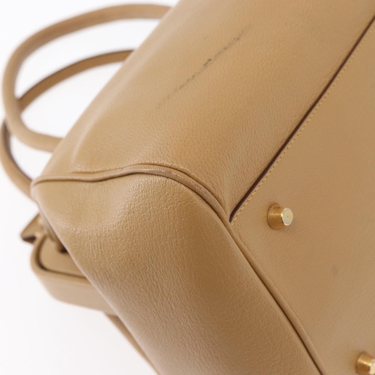 Prada Madras Cerniera Doctor Leather Beige Leather Handbag (Pre-Owned)