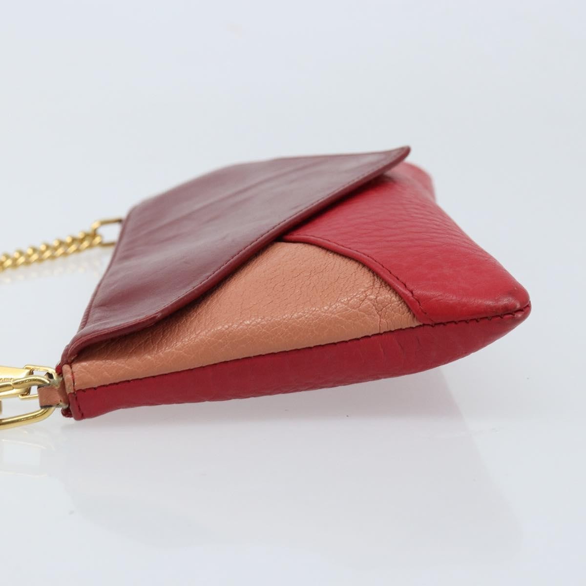 Chloe Envelope Wallet On Chain Leather Red Leather Shoulder Bag Bag (Pre-Owned)