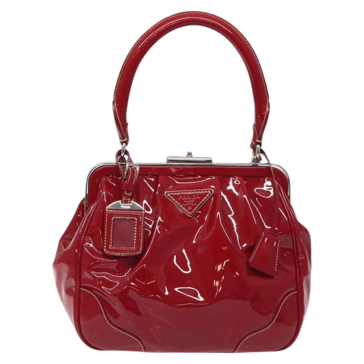 Prada Vintage Patent Leather Red Patent_Leather Handbag (Pre-Owned)