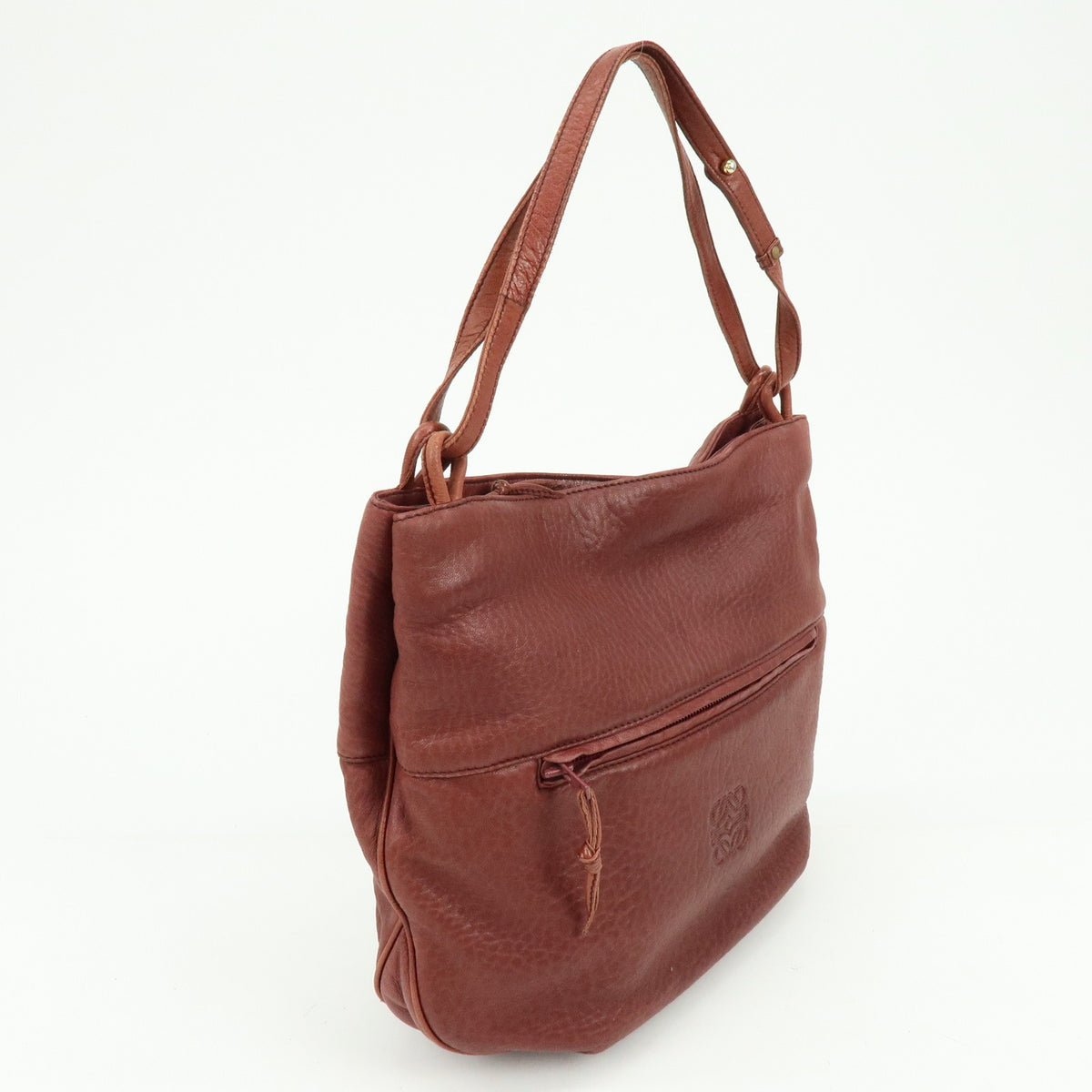 Loewe Anagram Leather Burgundy Leather Tote Bag Bag (Pre-Owned)