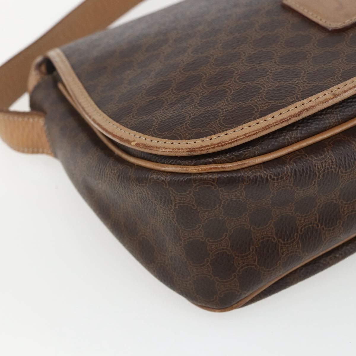 Celine Vintage Macadam Canvas And Leather Brown Canvas Shoulder Bag Bag (Pre-Owned)