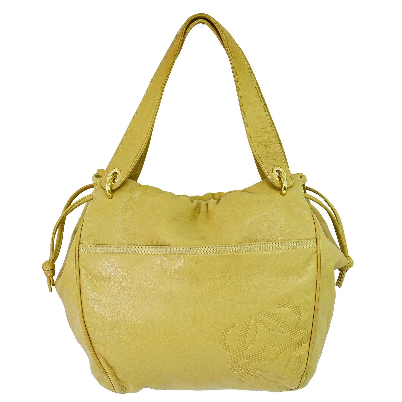 Loewe Anagram Tote Leather Beige Leather Tote Bag Bag (Pre-Owned)