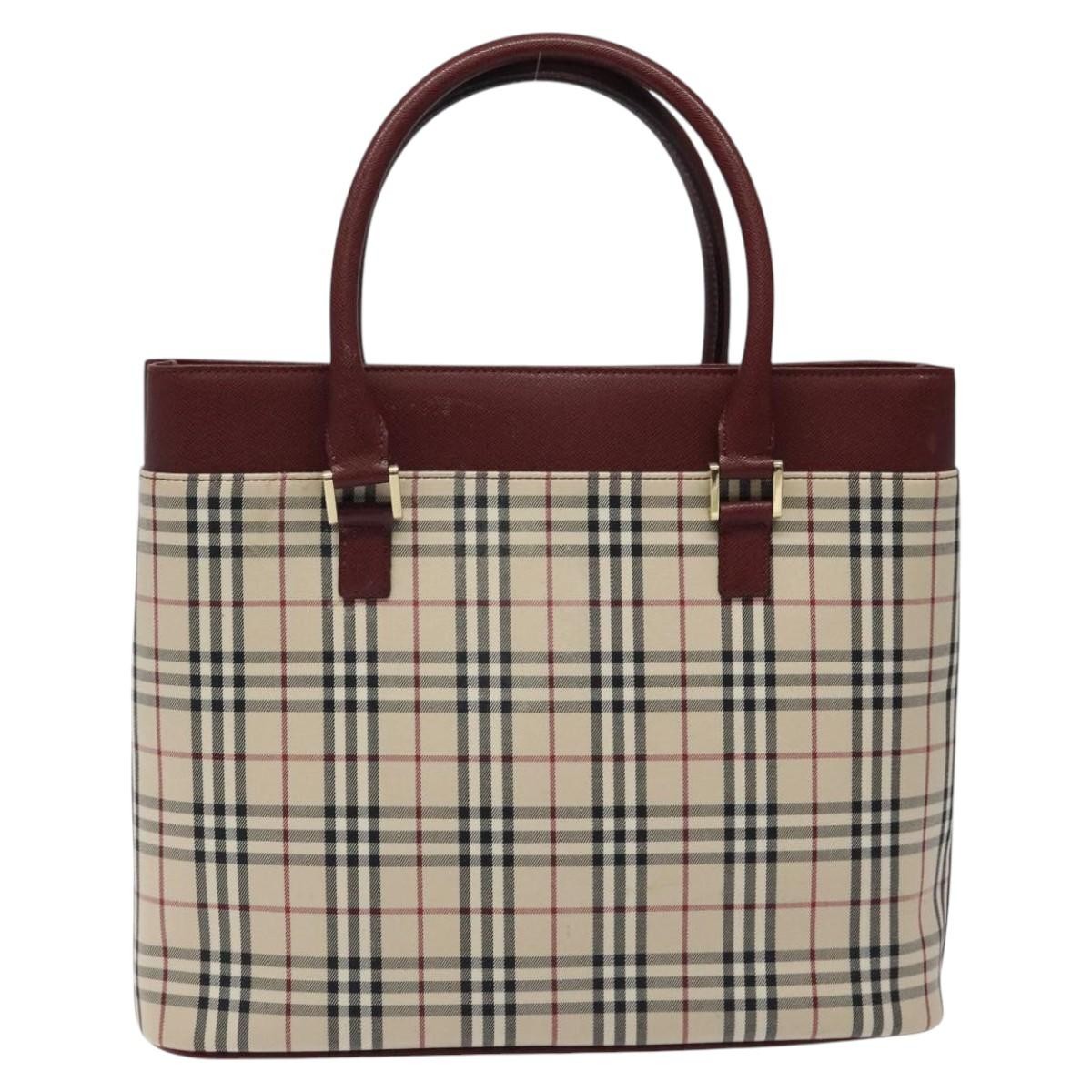 Burberry Nova Check Tote Canvas And Leather Beige Canvas Tote Bag Bag (Pre-Owned)