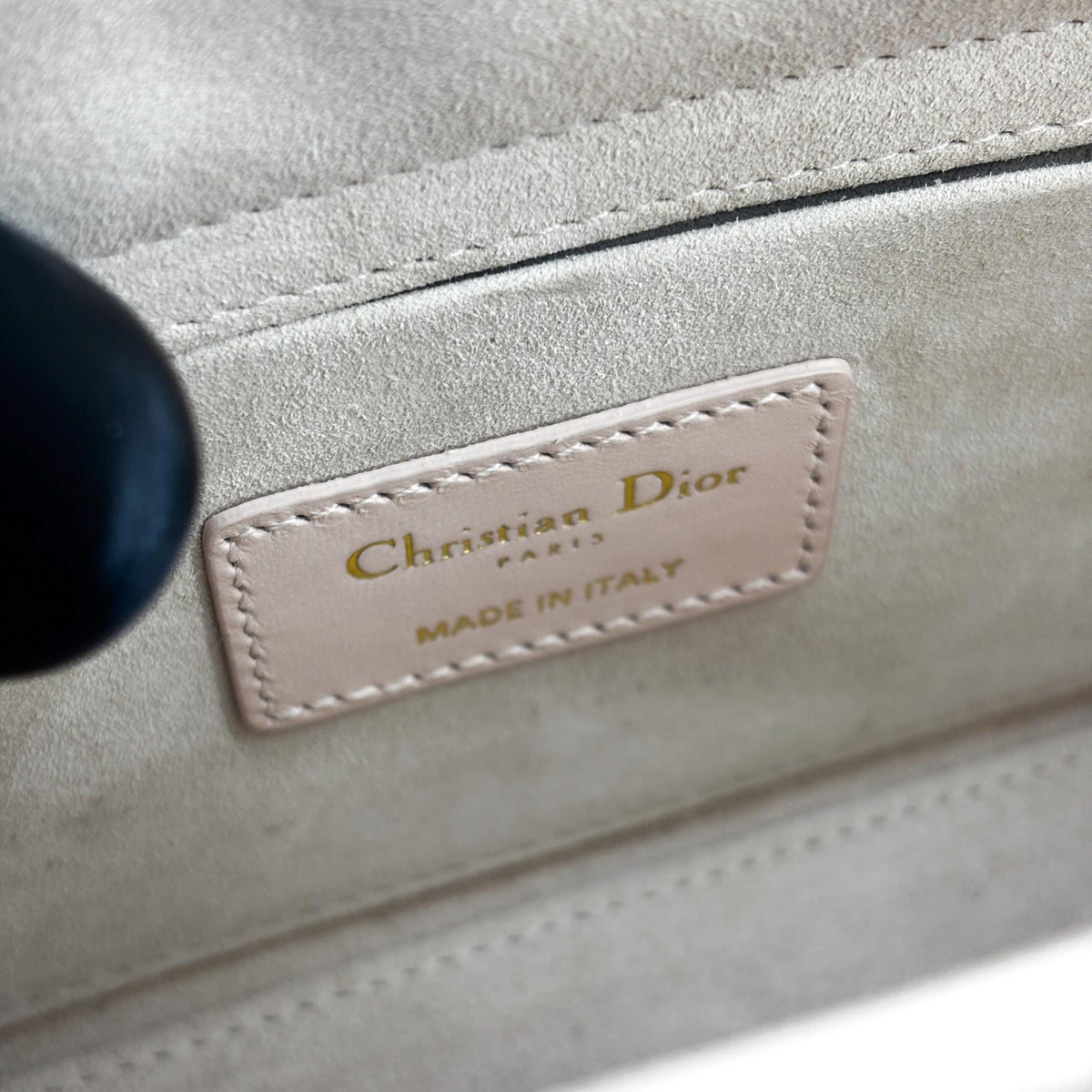 Christian Dior Lady D-Joy Cannage Quilt Lambskin Beige Leather Handbag (Pre-Owned)