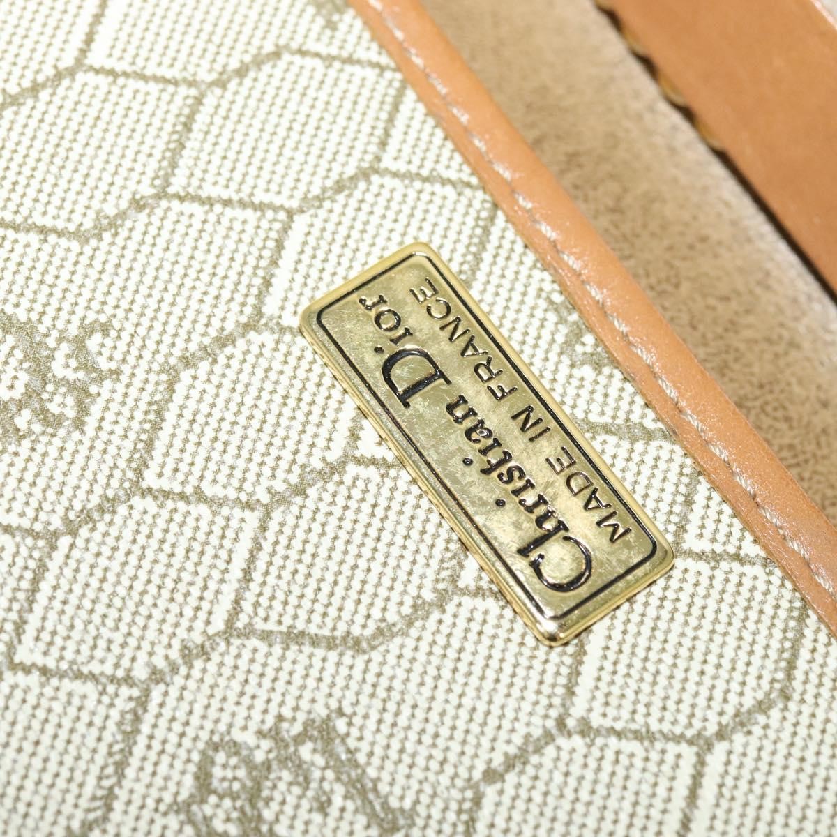 Christian Dior Vintage Honeycomb Chain Canvas Beige Canvas Bag (Pre-Owned)