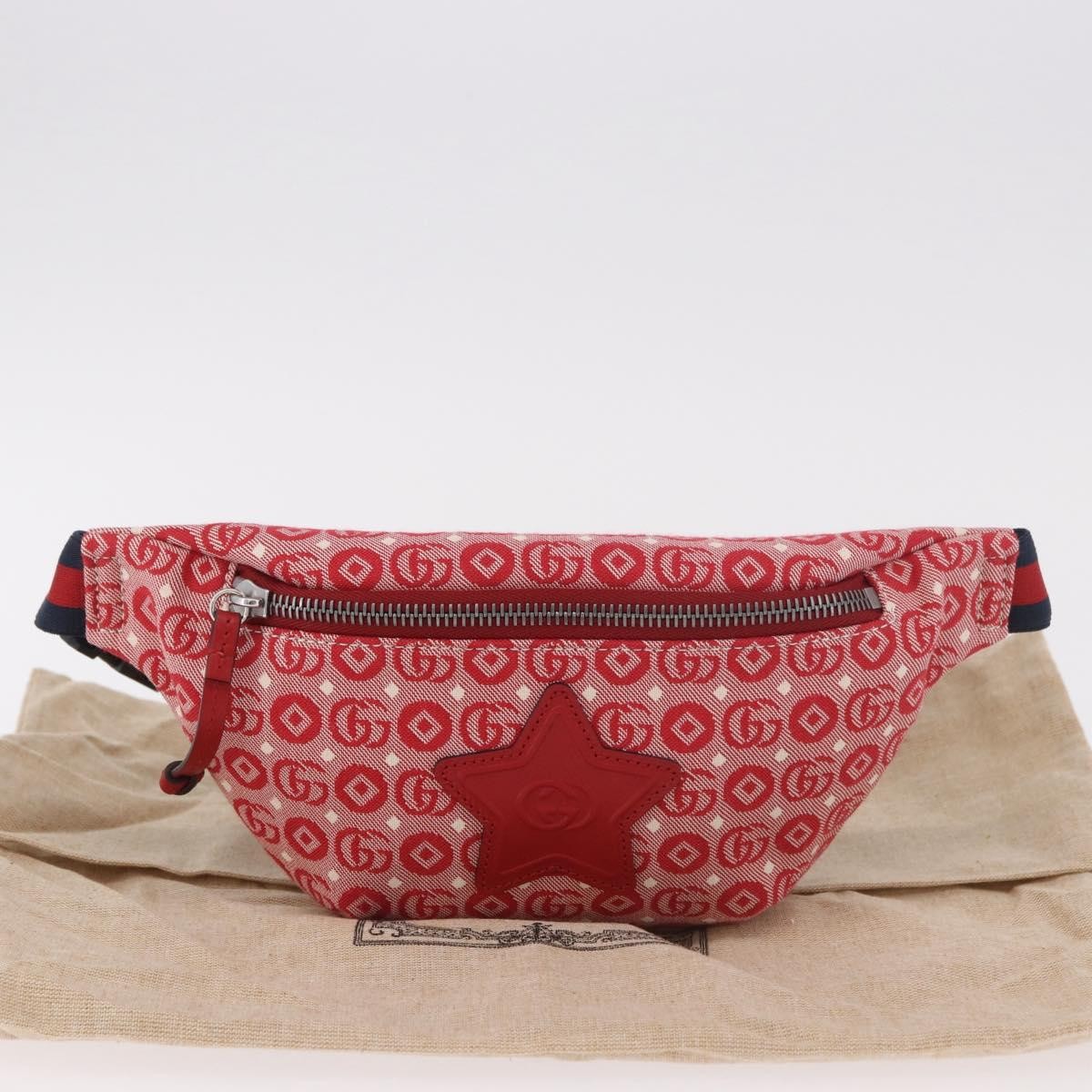Gucci Children's Belt Printed Gg Coated Canvas Red Canvas Handbag (Pre-Owned)