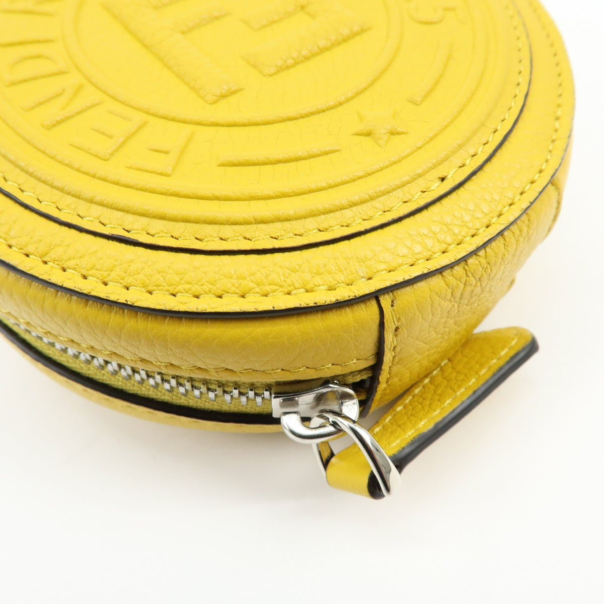 Fendi Vintage Ff Round Embossed Leather Yellow Leather Crossbody Bag Bag (Pre-Owned)