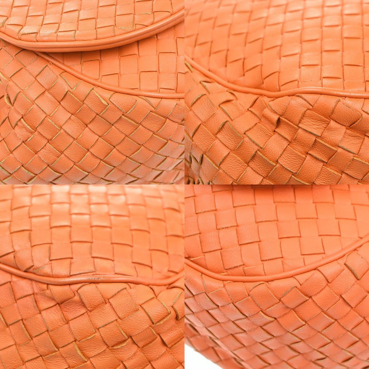 Bottega Veneta Intrecciato Shoulder Leather Orange Leather Handbag (Pre-Owned)