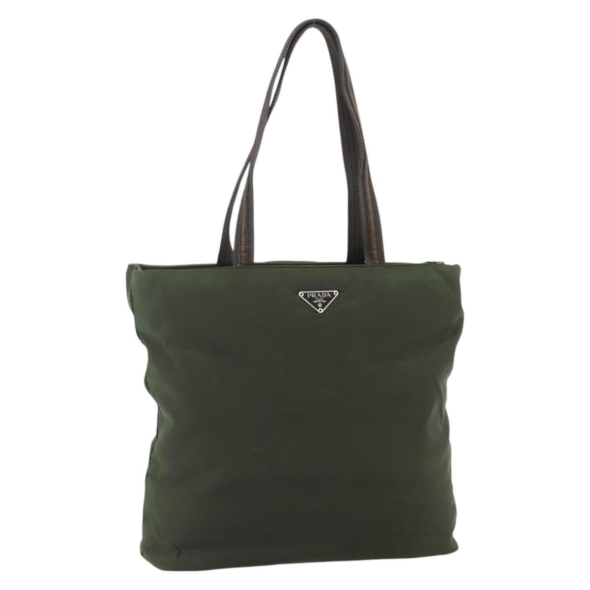 Prada Zip Tote Tessuto Khaki Nylon Tote Bag Bag (Pre-Owned)