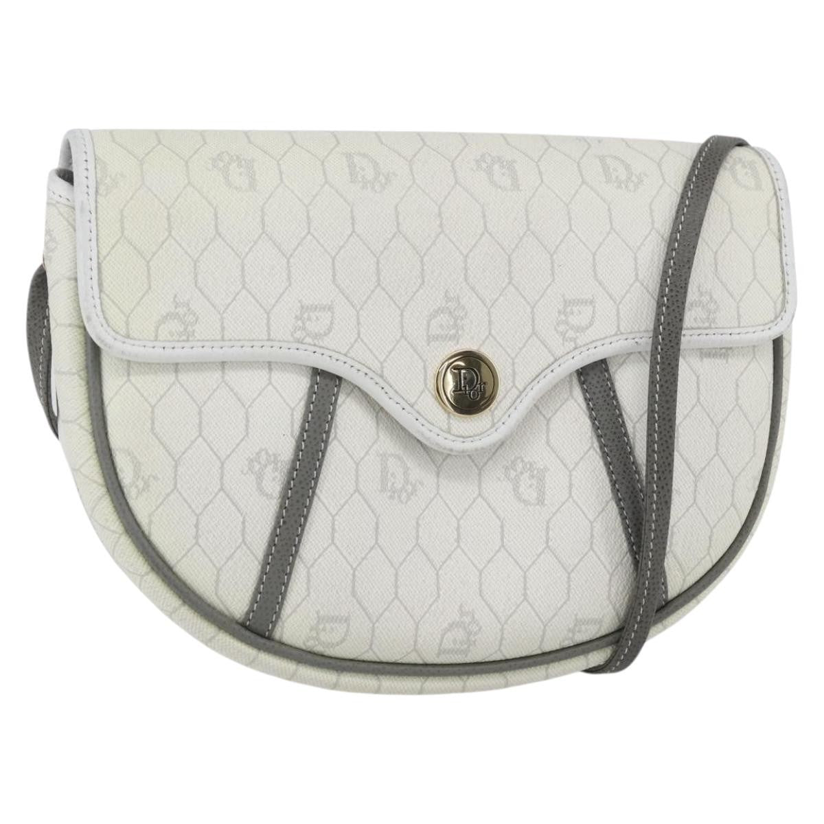 Christian Dior Vintage Honeycomb Flap Coated Canvas White Canvas Shoulder Bag Bag (Pre-Owned)