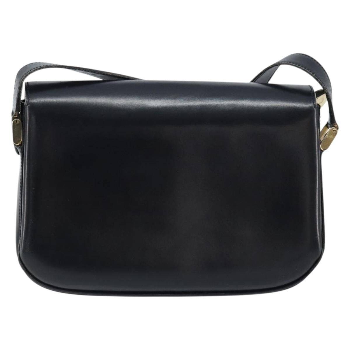 Celine Shoulder Leather Black Leather Shoulder Bag Bag (Pre-Owned)