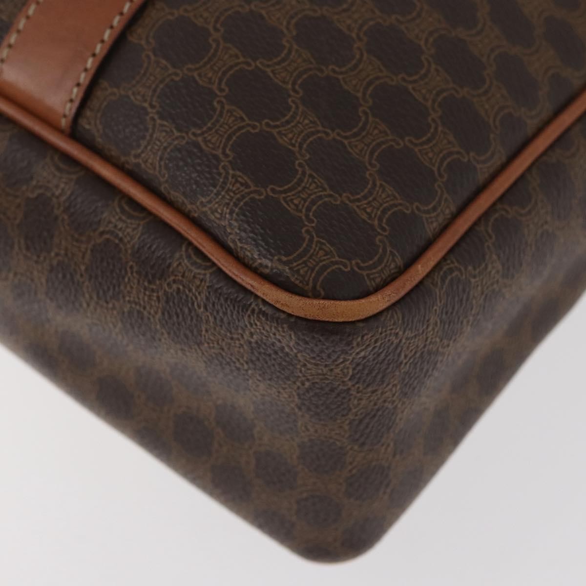 Celine Vintage Macadam Canvas And Leather Brown Canvas Handbag (Pre-Owned)