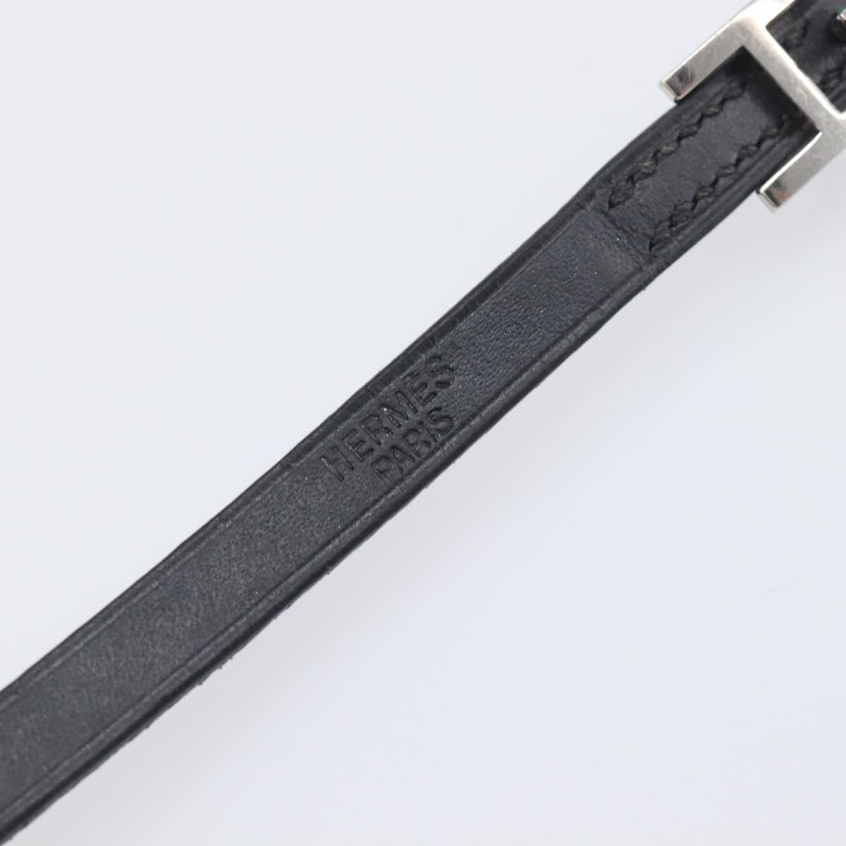 Hermes Hapi 3 Leather With Metal Black Leather Bracelet Jewelry (Pre-Owned)