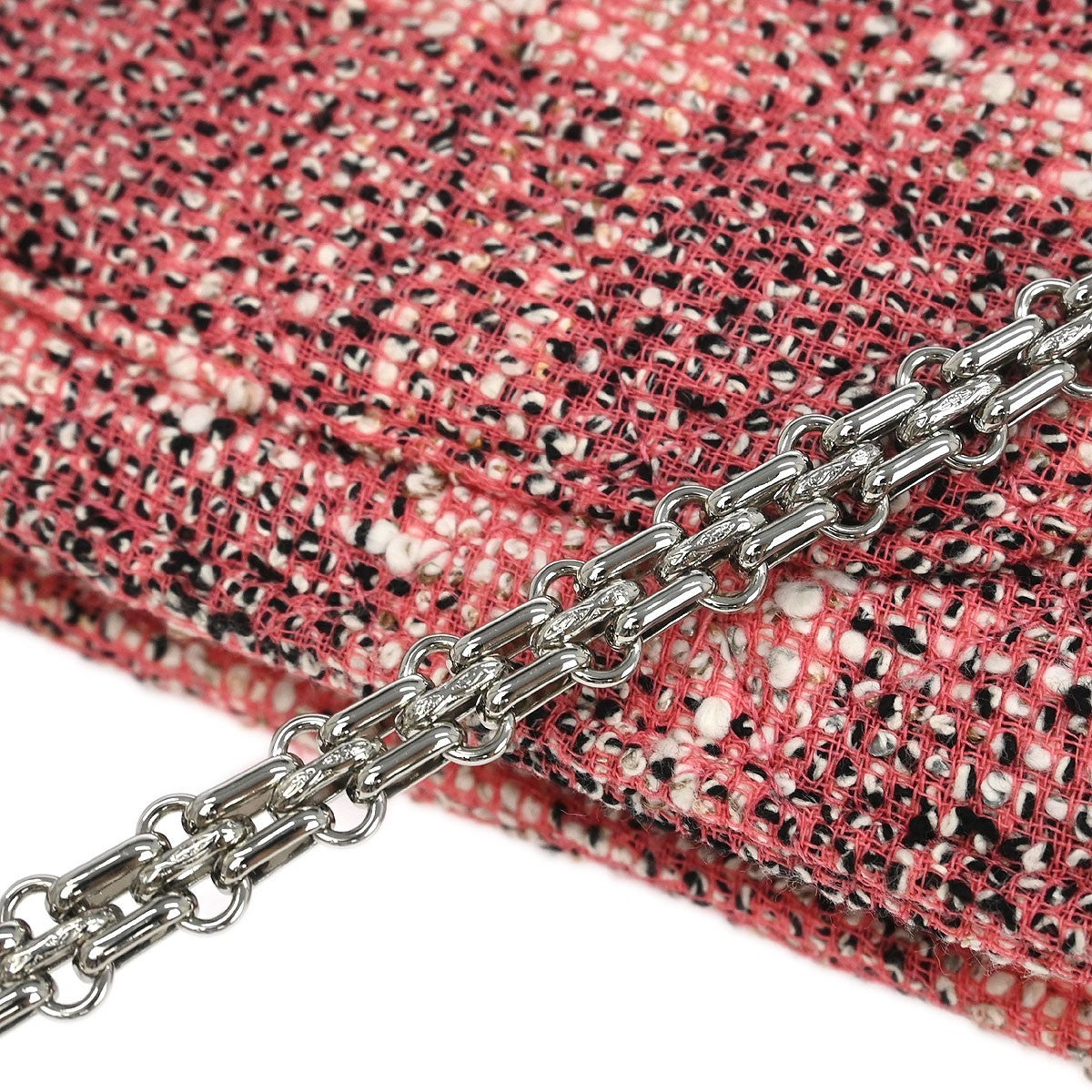 Chanel Reissue 2.55 Flap Quilted Tweed With Resin Detail Pink Tweed Clutche & Pouche Bag (Pre-Owned)
