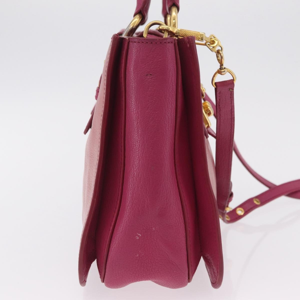 Miu Miu Madras Convertible Lock Leather Pink Leather Tote Bag Bag (Pre-Owned)