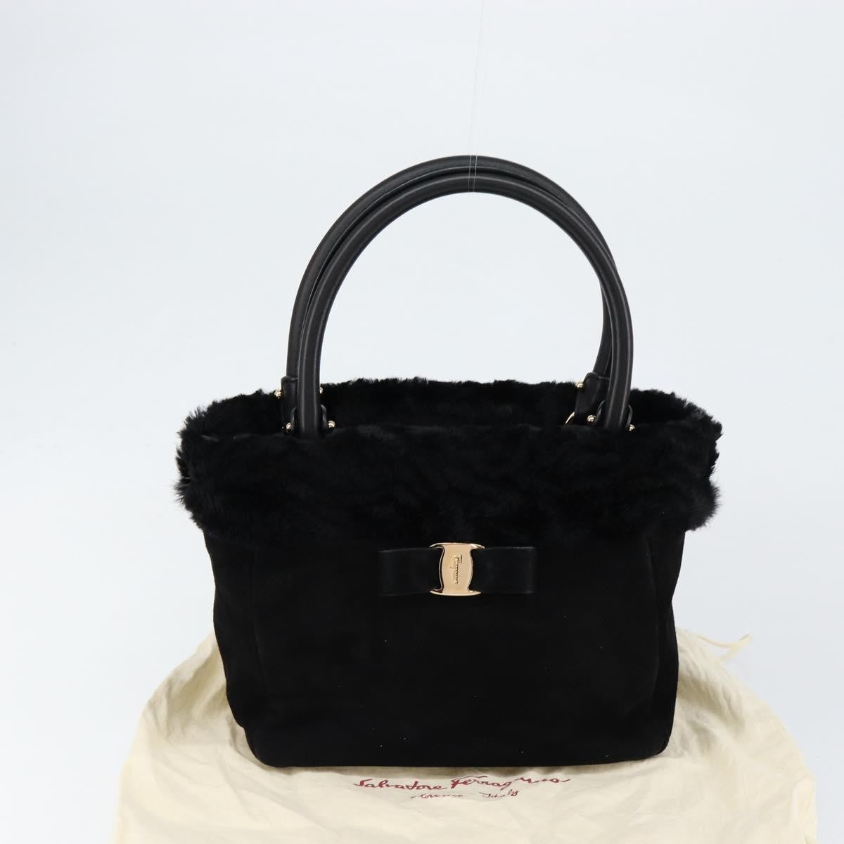 Salvatore Ferragamo Vala Suede Black Suede Handbag (Pre-Owned)