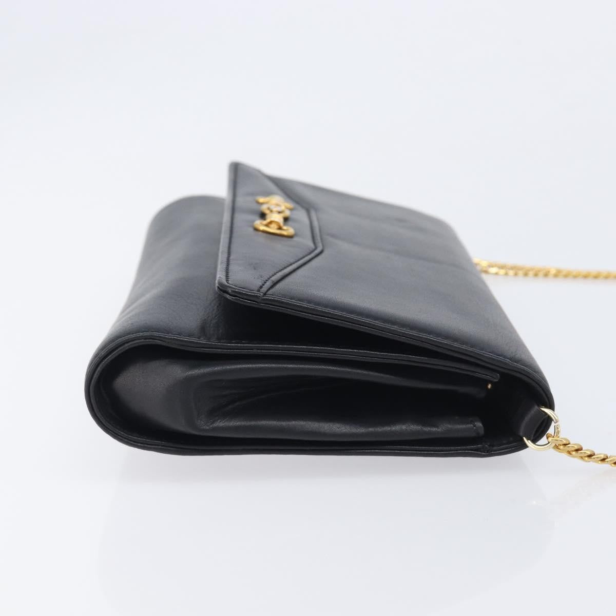 Celine Shoulder Leather Black Leather Shoulder Bag Bag (Pre-Owned)