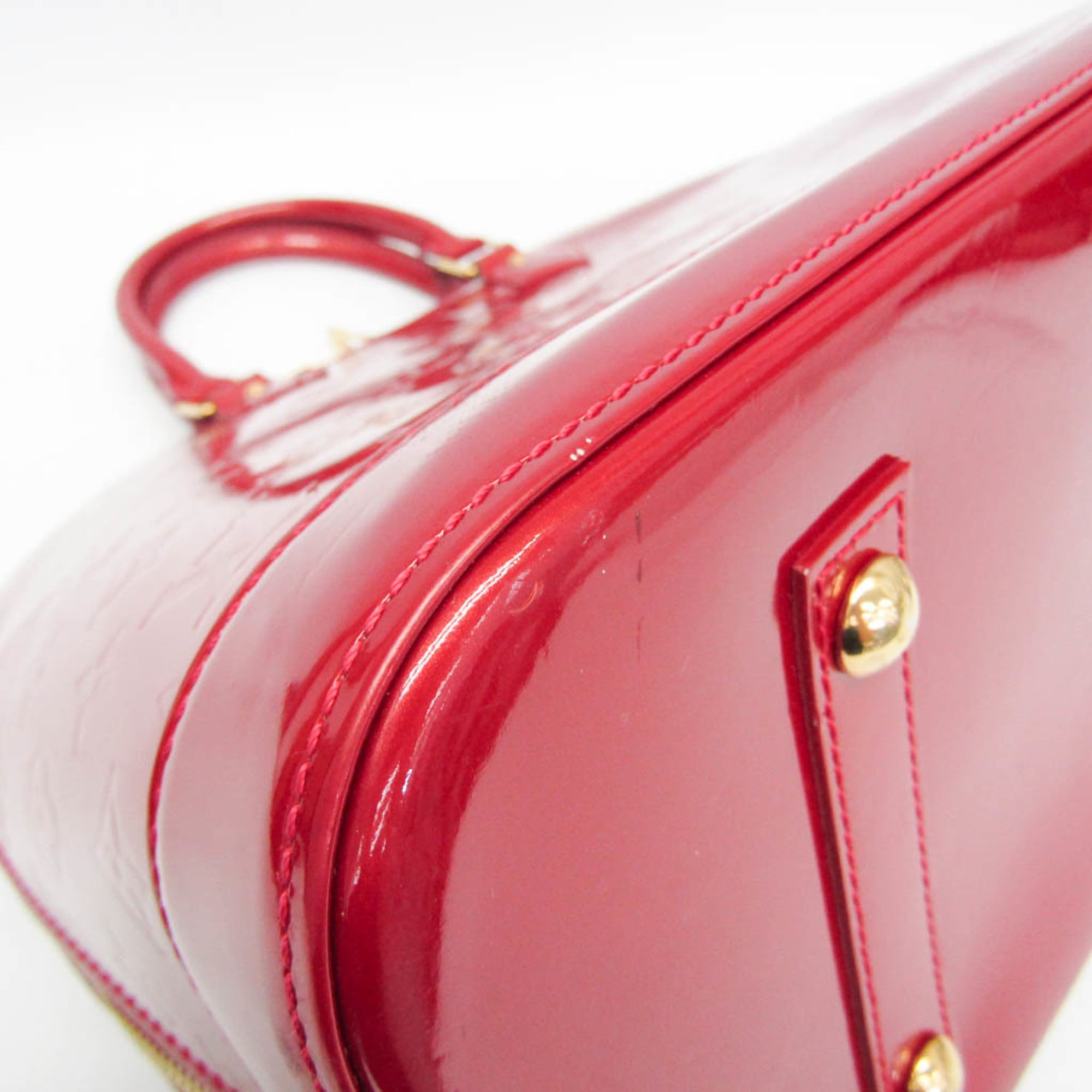Louis Vuitton Alma Monogram Vernis Red Patent_Leather Handbag (Pre-Owned)