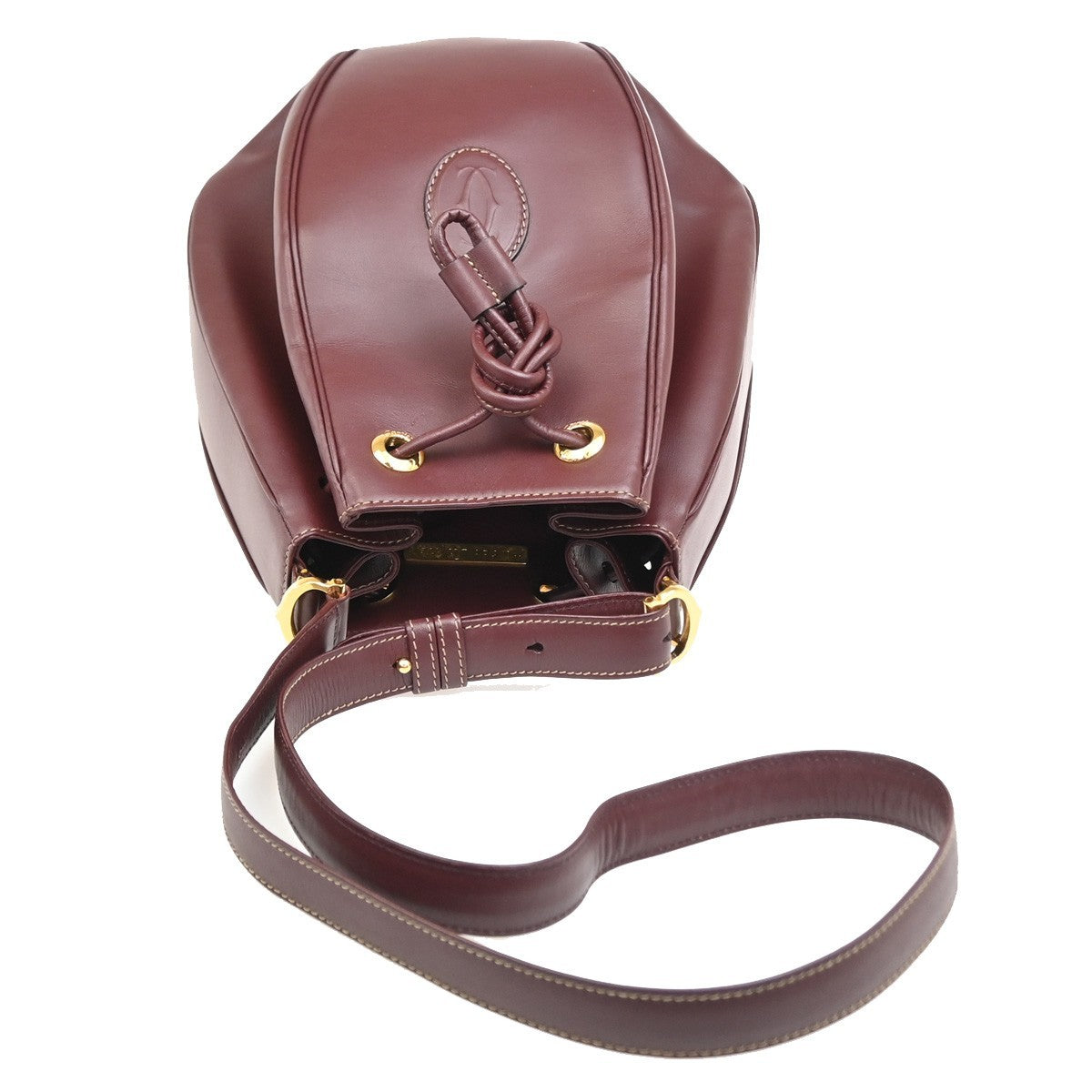 Cartier Must De Cartier Leather Burgundy Leather Shoulder Bag Bag (Pre-Owned)