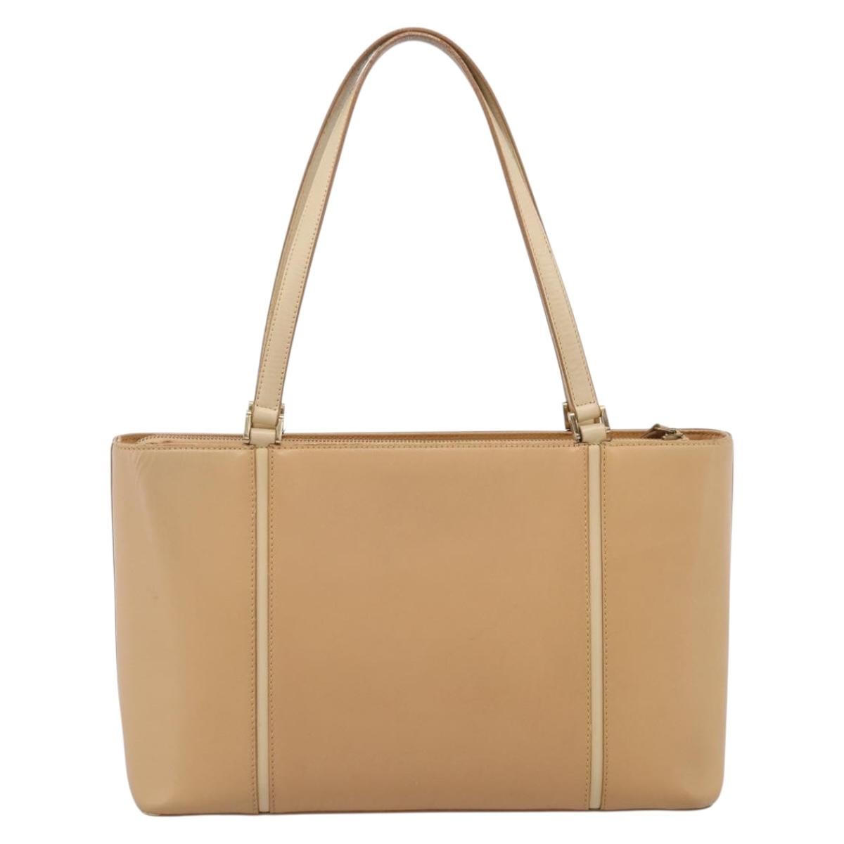 Burberry Handbag Leather Beige Leather Handbag (Pre-Owned)